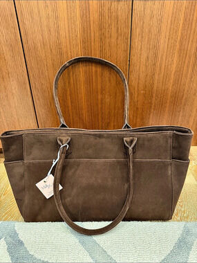 Mali + Lili Faux Suede Tote Bag Brown NWT
